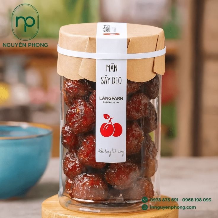 Mẫu tem dán mận sấy dẻo đơn giản 